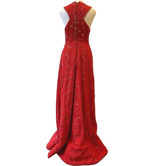 NWT Alice + Olivia Red Francis high-low coral red gown Sz6 wedding guest dress - Picture 4 of 9